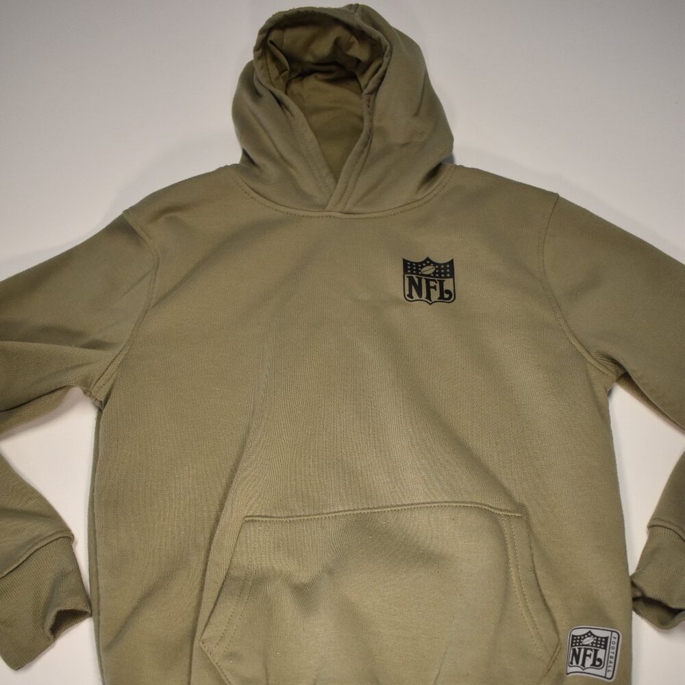 NFL Military Green/Tan Hoodie with NFL Logo in Black Unisex-Size 14/16